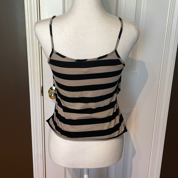 Xhilaration Tan & Black Striped Top with Spaghetti Straps. Small - Picture 3 of 4